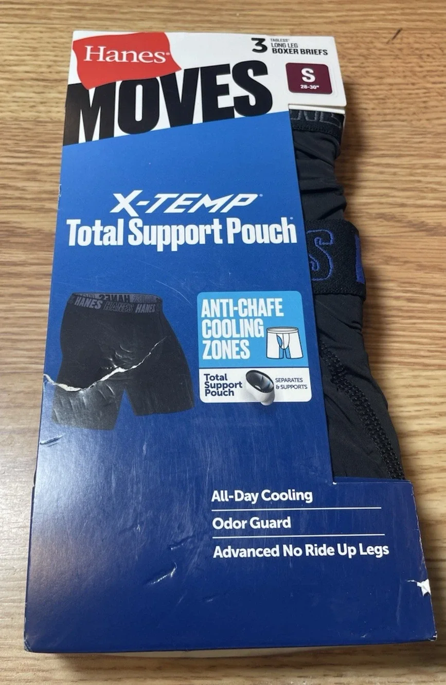 Hanes Moves X-Temp Men's 3-Pack Boxer Briefs Size Small (28-30